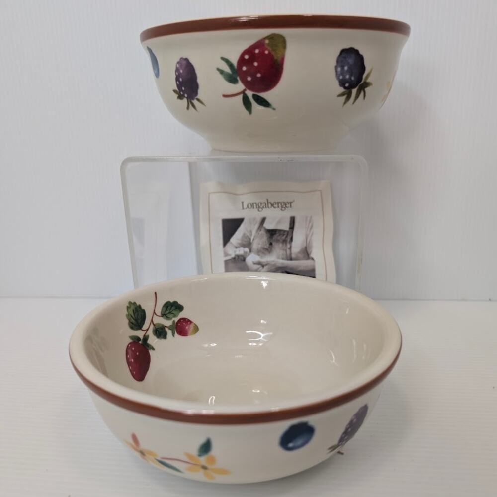 Longaberger Berry Desert Bowls Set of 2 NWT Boxed Set